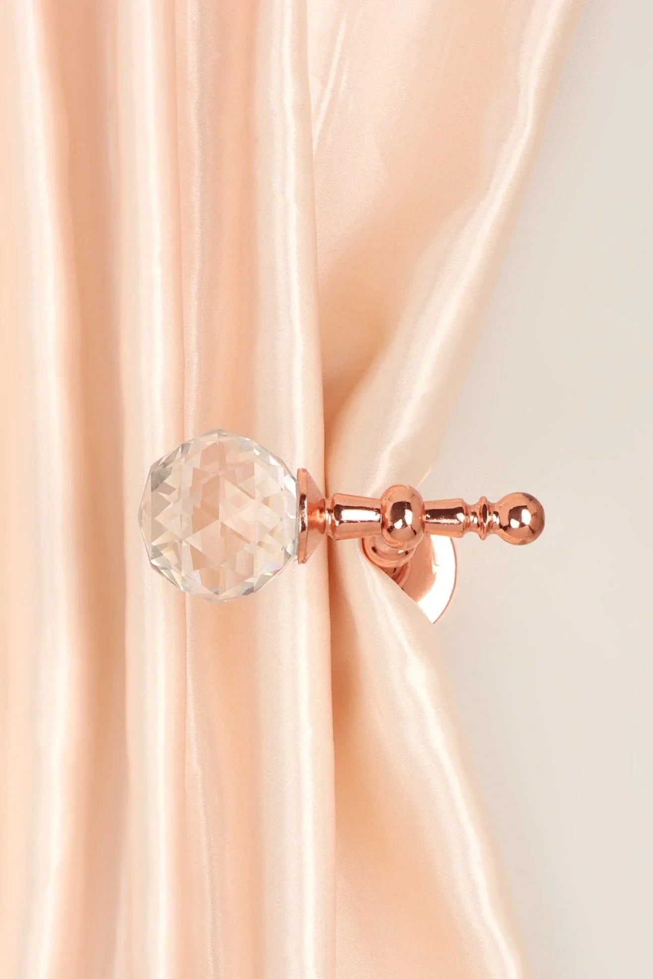 Pair of Faceted Crystal Curtain Holdbacks, Rose Gold — alternate view, G Decor