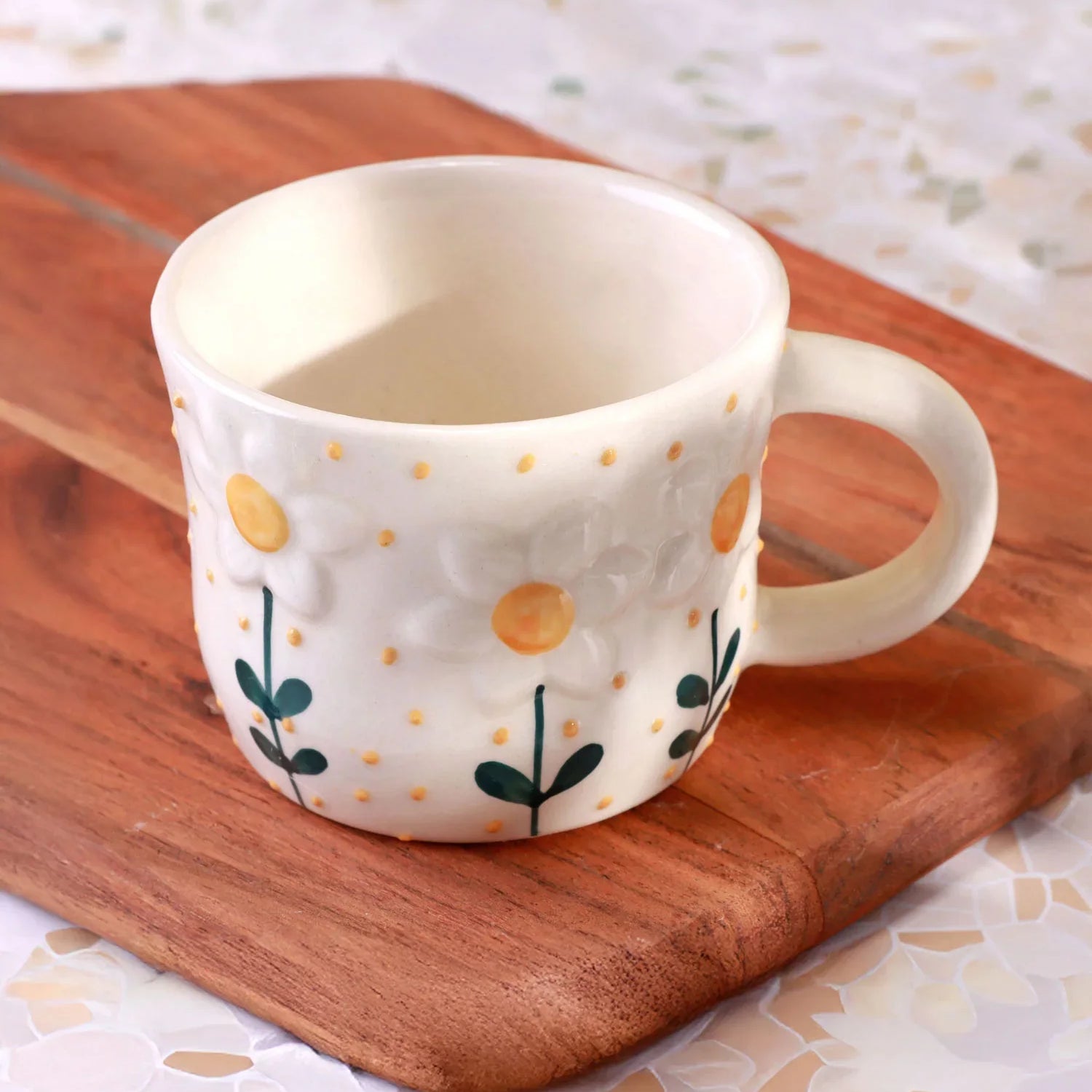 Petal Wildflower Handmade Ceramic Mug Hand-Painted Floral Coffee & Tea Cup - G Decor