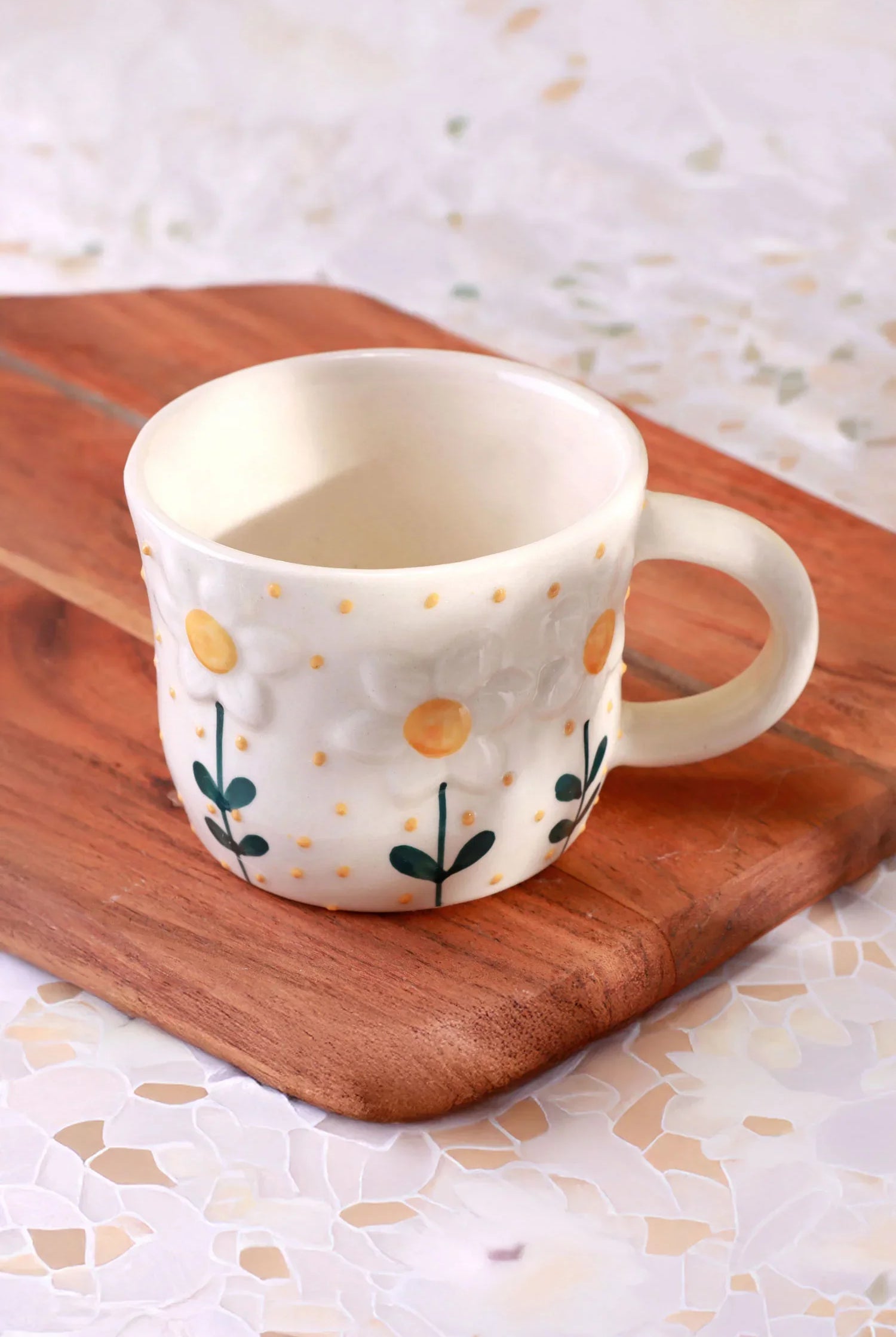Petal Wildflower Handmade Ceramic Mug Hand-Painted Floral Coffee & Tea Cup - G Decor