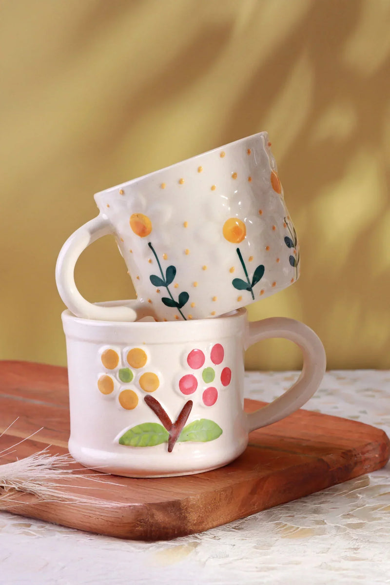 Mug en céramique floral peint à la main Pétale Fleur sauvage