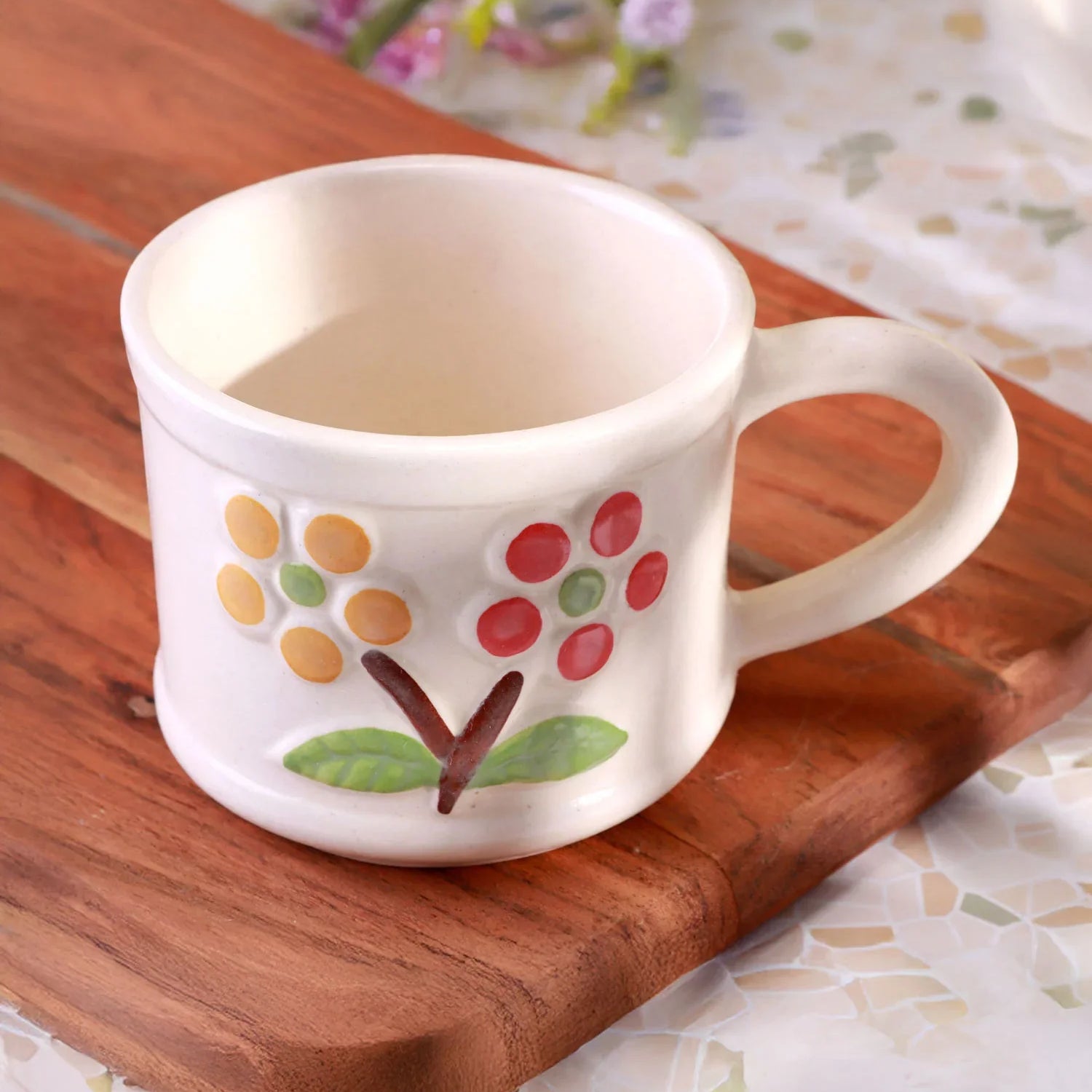 Petal Wildflower Handmade Ceramic Mug Hand-Painted Floral Coffee & Tea Cup - G Decor