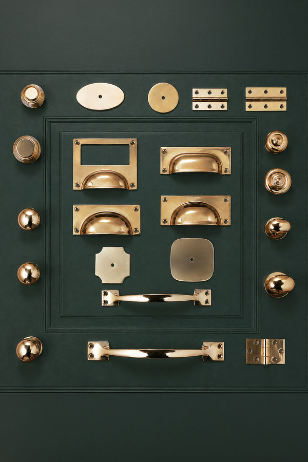 Polished Brass Cabinet Hardware Set, Solid Brass Knobs, Cup Pulls, Pull Handles, Hinges and Rosettes (Build Your Own)