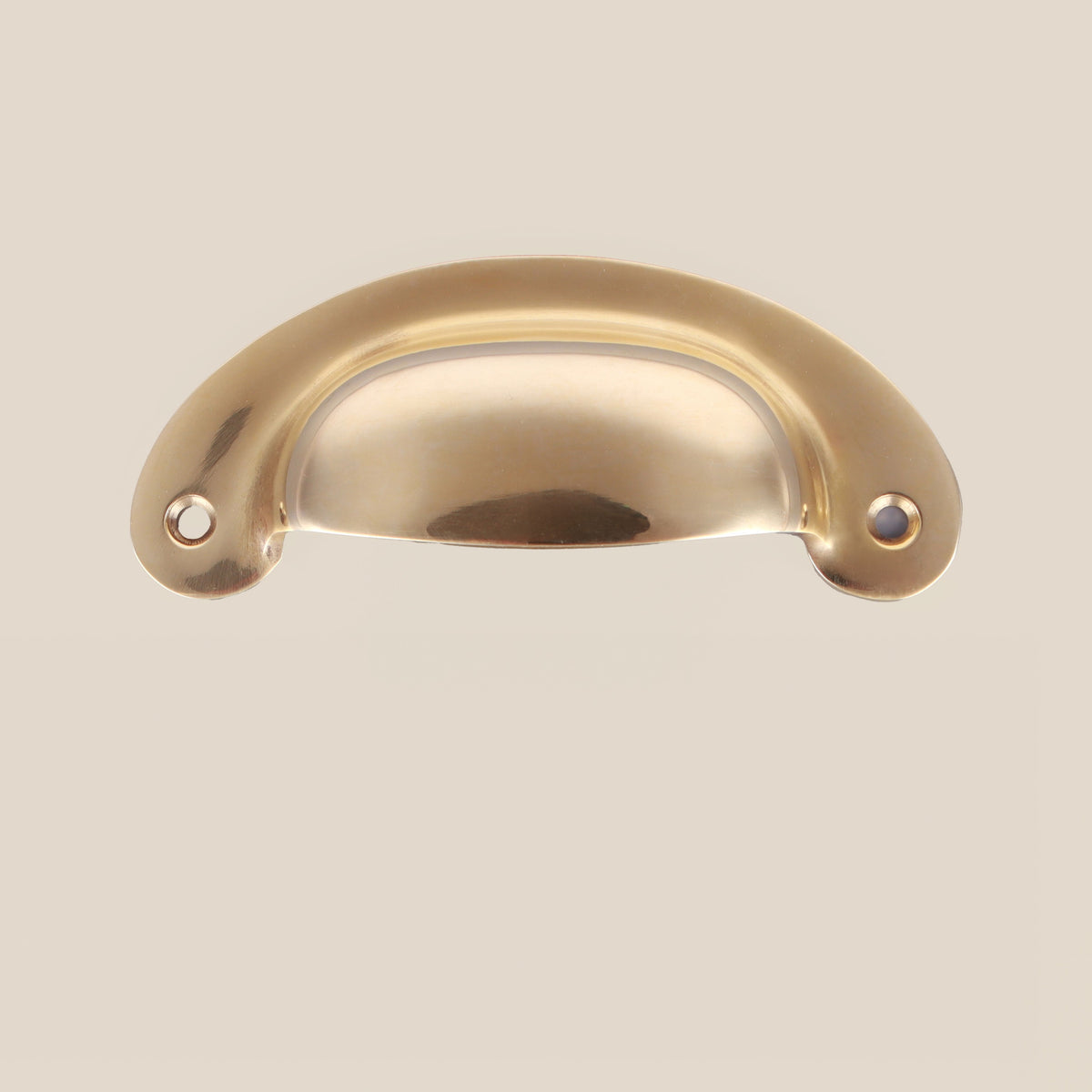 Slim crescent cup pull in polished brass