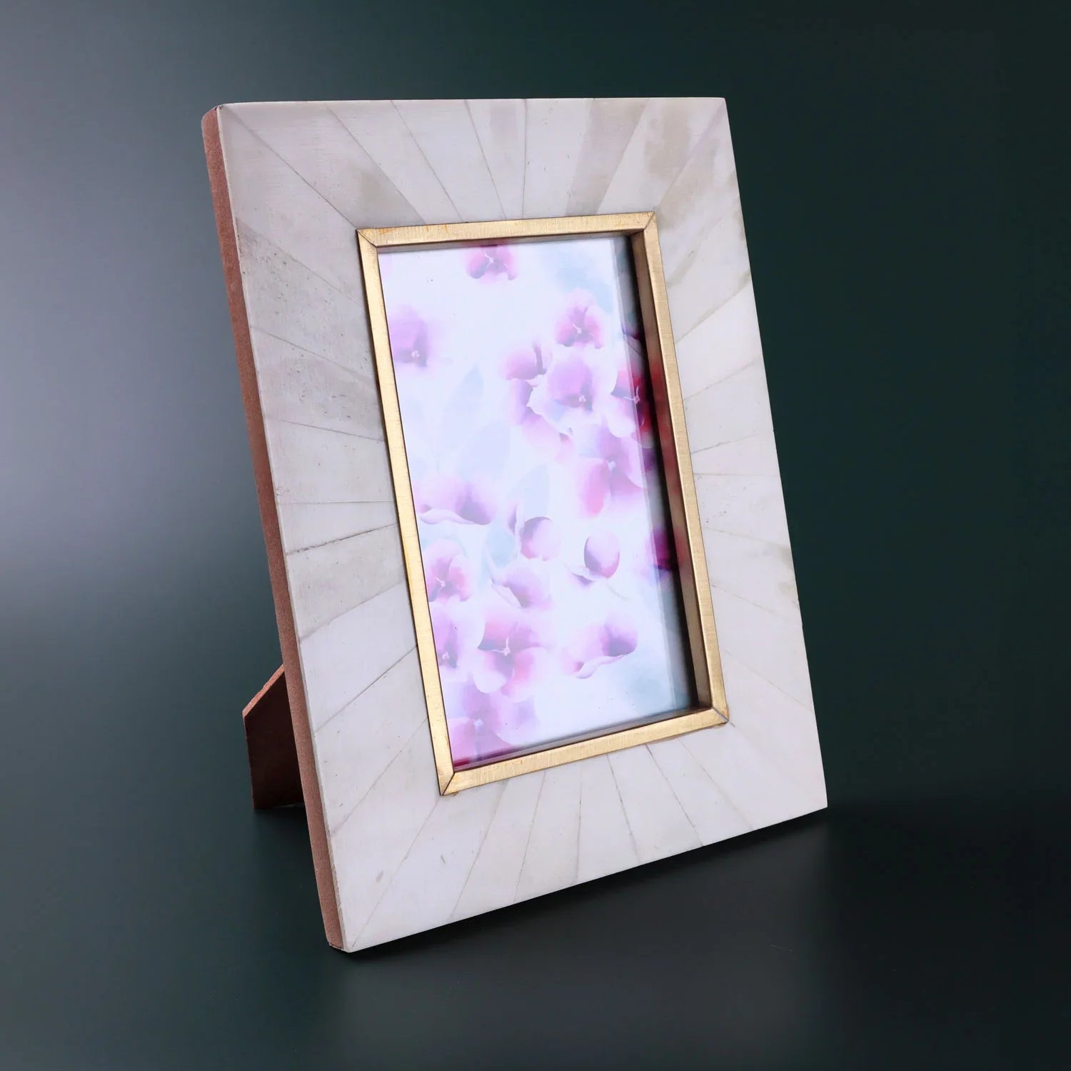 Profondo Crema Handcrafted Horn Bone & Brass Photo Frame Warm Cream & Gold Picture Display - G Decor