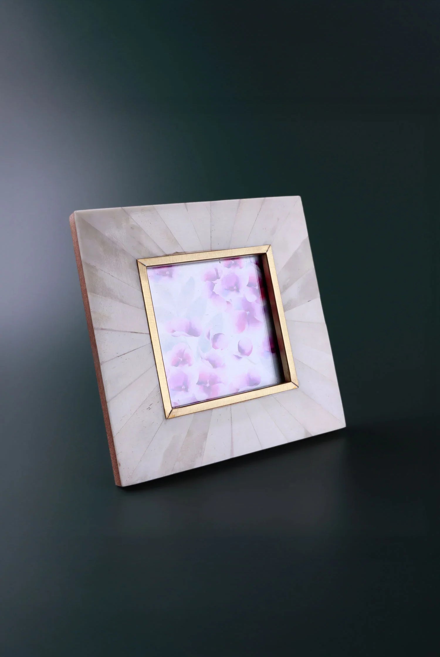 Profondo Crema Handcrafted Horn Bone & Brass Photo Frame Warm Cream & Gold Picture Display - G Decor