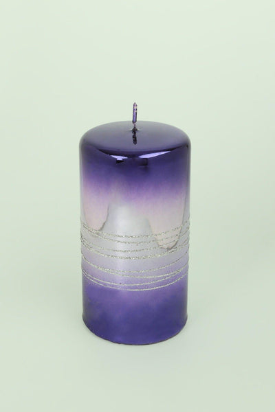 G Decor Candles & Candle Holders Purple / Large pillar Purple Two Tone Glitter Glass Effect Reflecting Gloss Pillar Candles