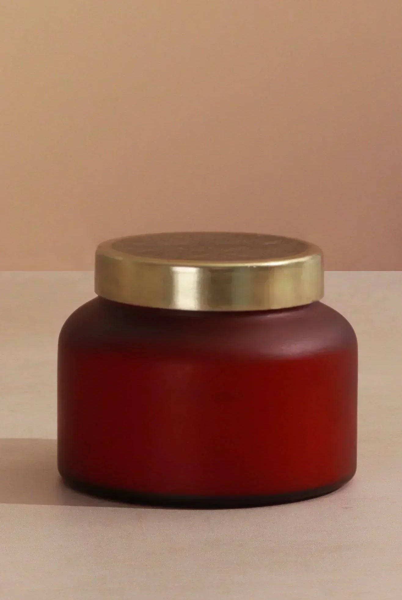 Rasa Ember Sandalwood Scented Candle in Frosted Red Glass - G Decor
