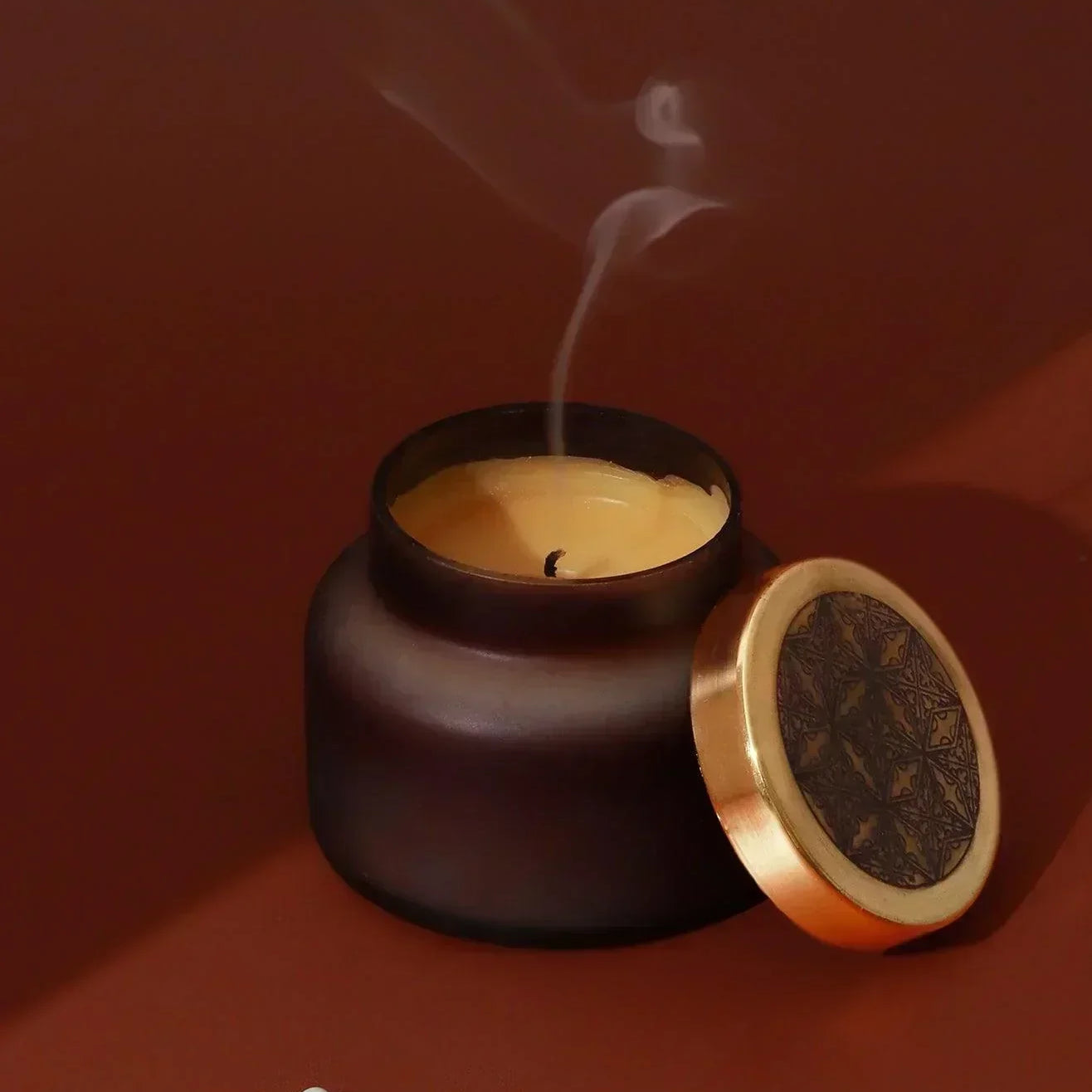 Rasa Nocturne Musk Scented Candle in Frosted Black Glass - G Decor