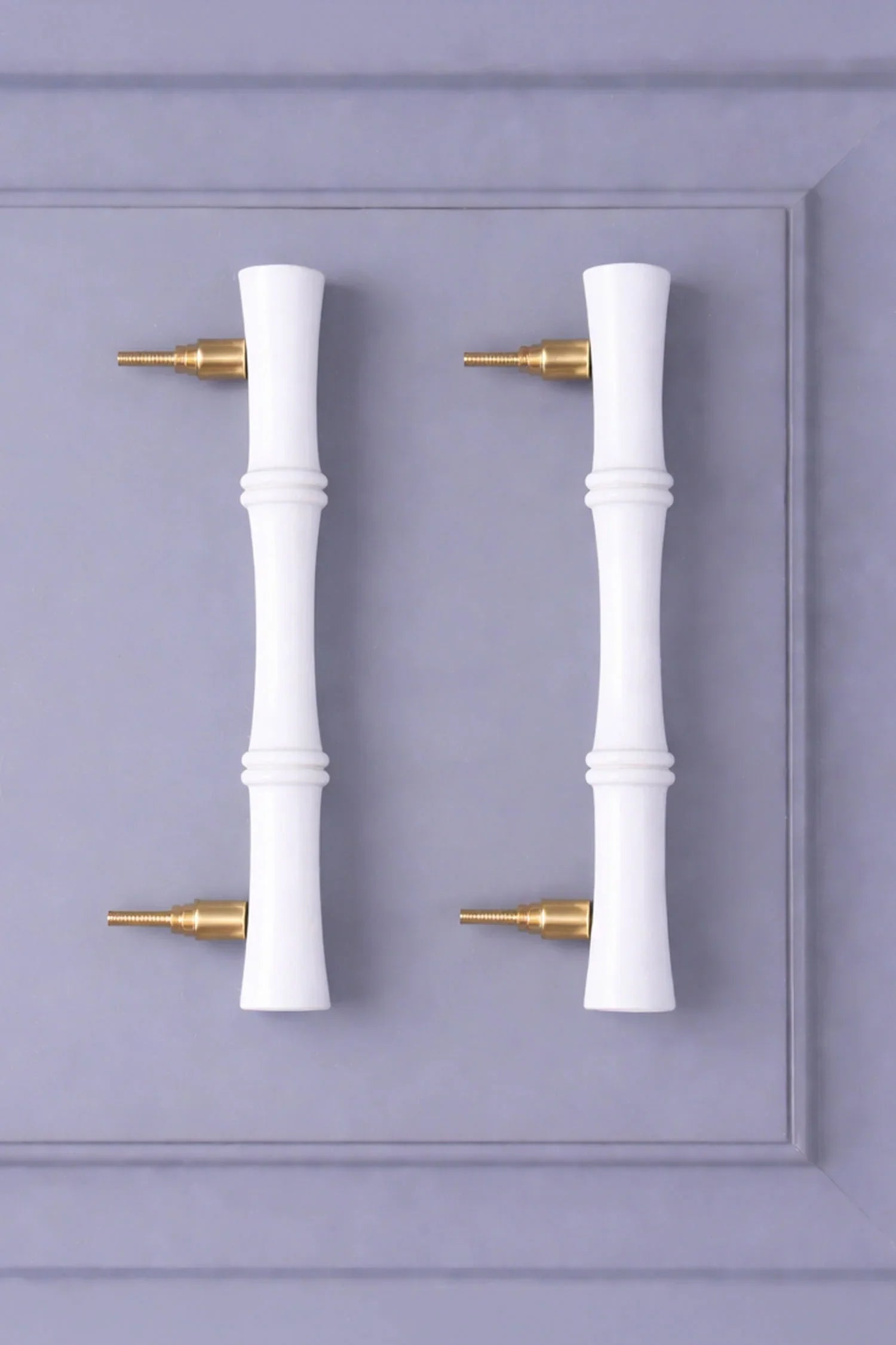 Kyoto Solid Bamboo Door Handle, Set of 2, White Finish — G Decor