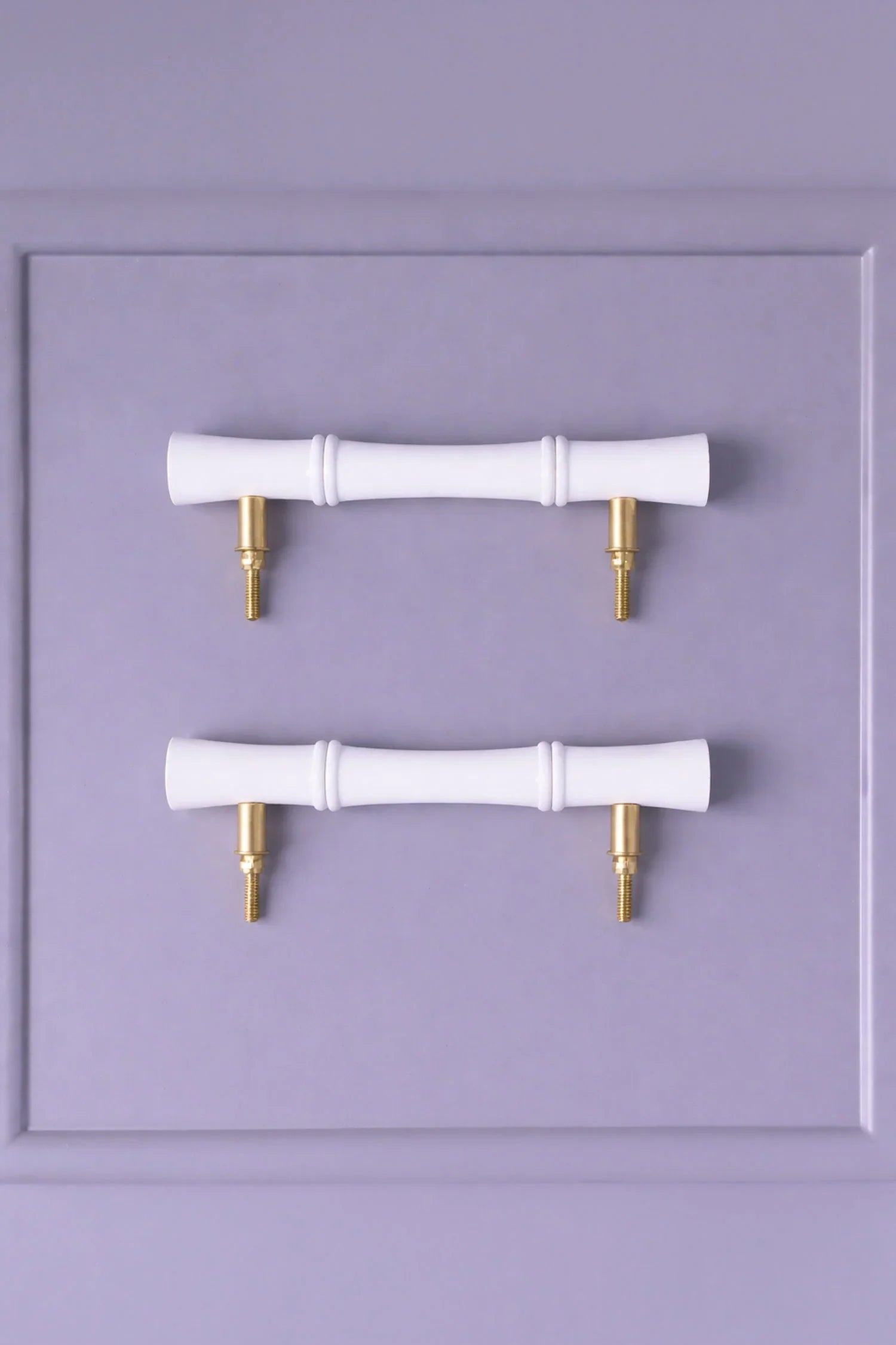 Kyoto Solid Bamboo Door Handle, White Finish — alternate view, G Decor