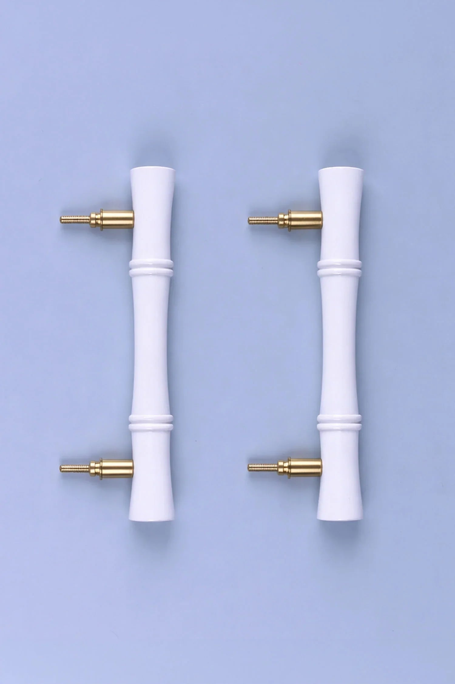 Kyoto Solid Bamboo Door Handle, White Finish — close-up view, G Decor