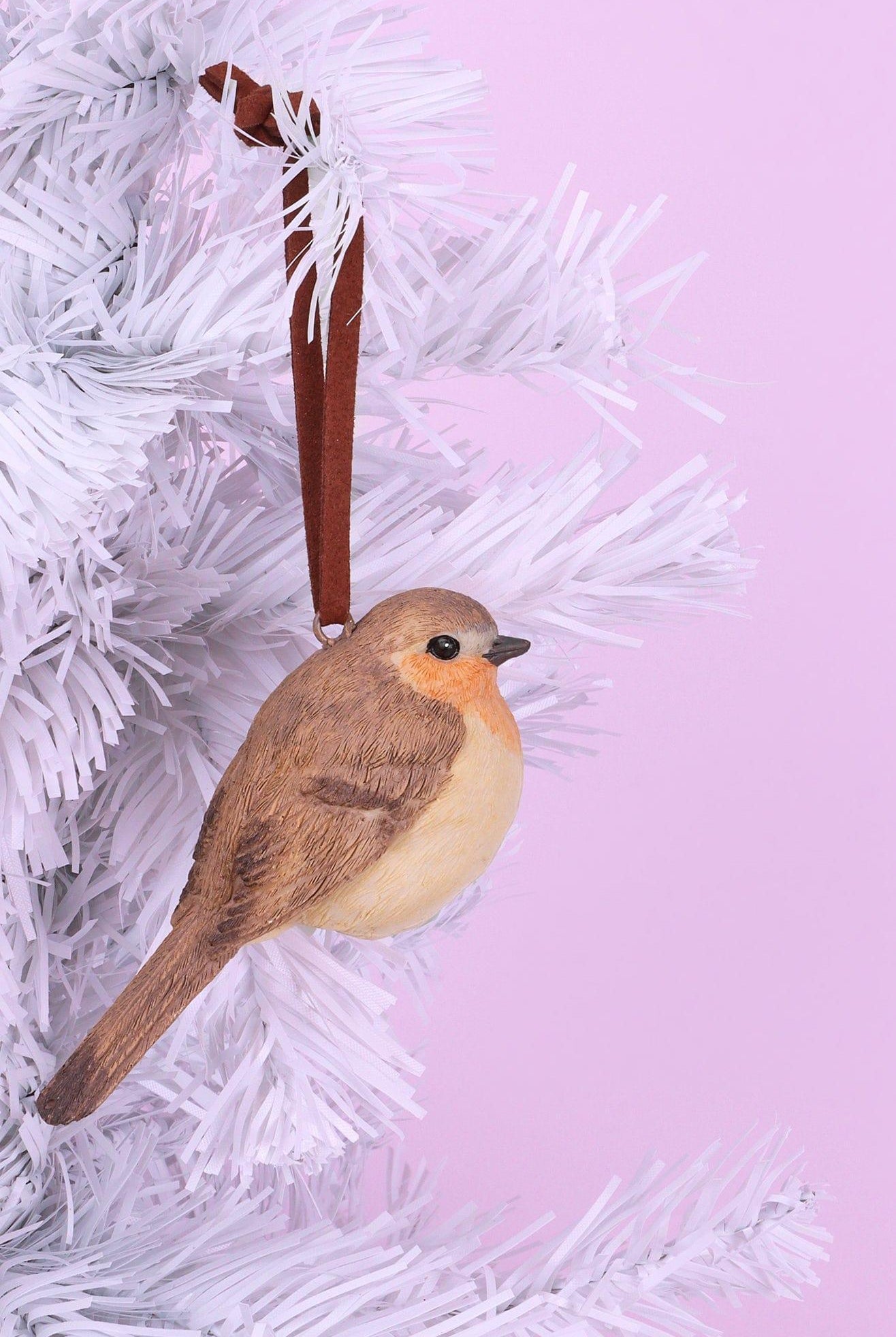 Realistic Robin Hand-Painted Christmas Tree Decoration Hanging Bird Ornament - G Decor