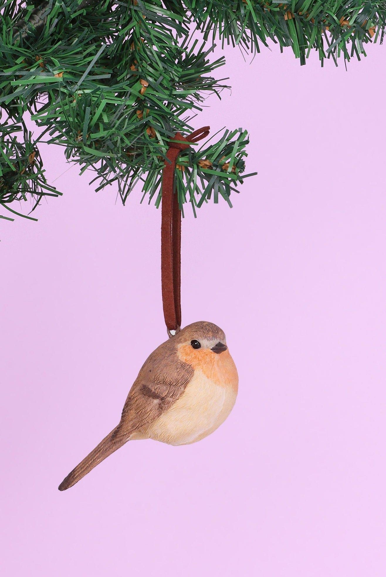 Realistic Robin Hand-Painted Christmas Tree Decoration Hanging Bird Ornament - G Decor