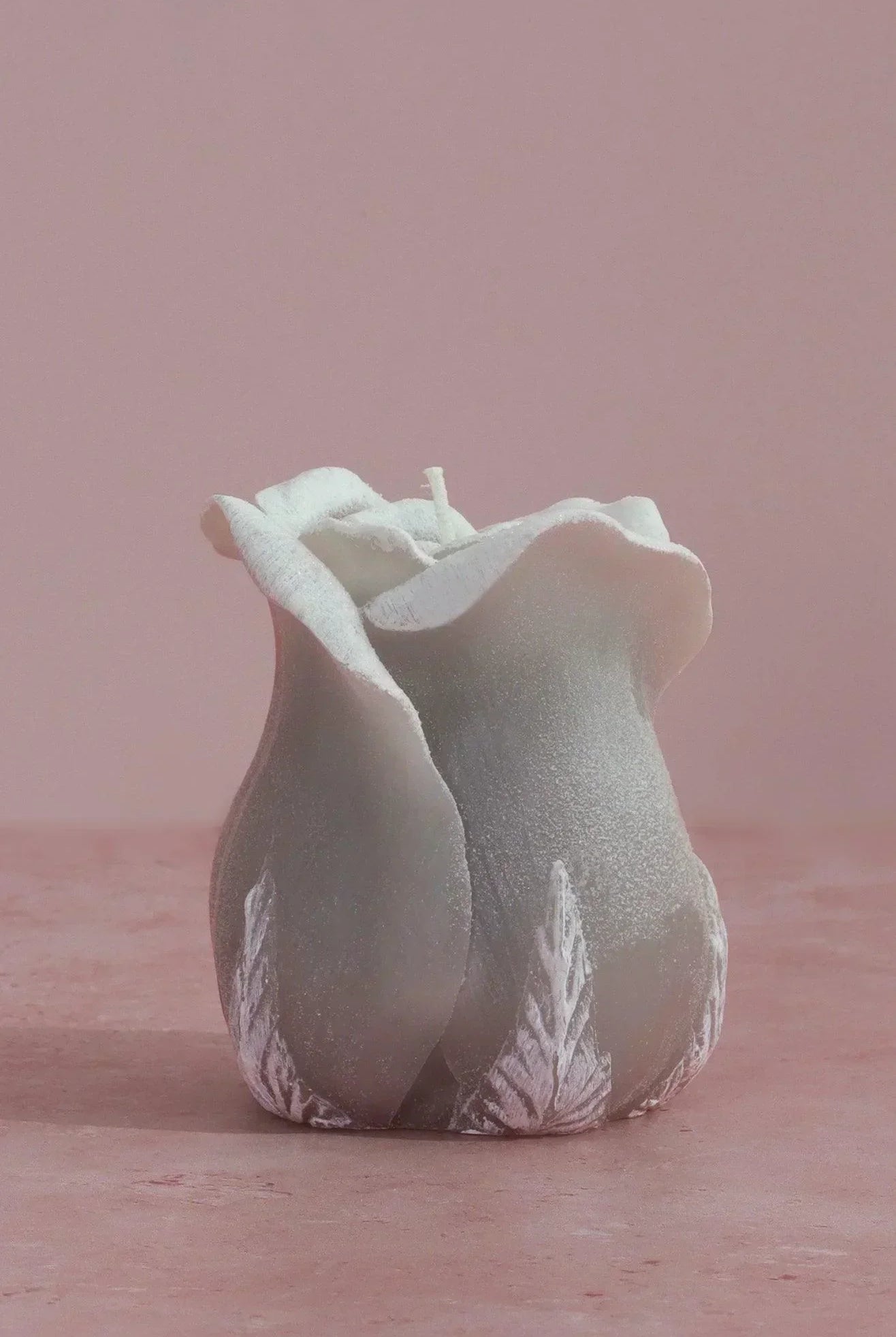 Rosabella Grey Mist Rose Hand-Finished Sculpted Rose Candle in Gentle Grey - G Decor
