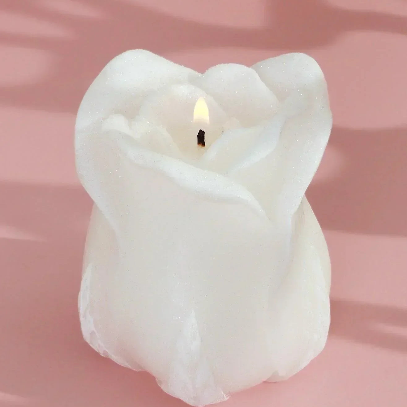 Rosabella Pure Eternal Bloom Hand-Finished Sculpted Rose Candle in Soft White - G Decor