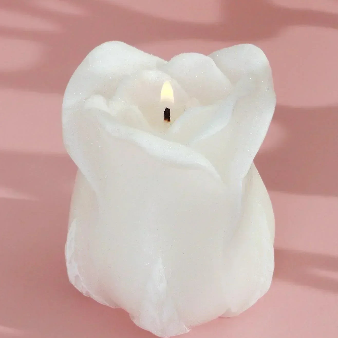 Rosabella Pure Eternal Bloom Hand-Finished Sculpted Rose Candle in Soft White - G Decor