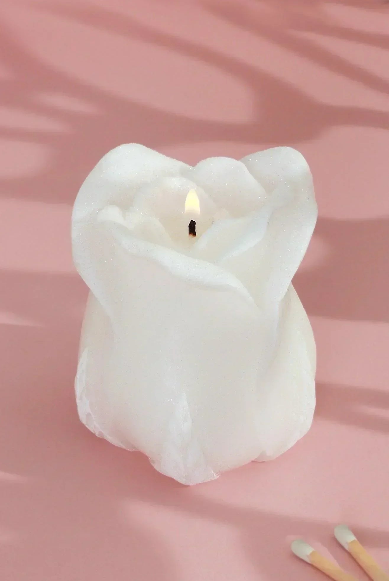 Rosabella Pure Eternal Bloom Hand-Finished Sculpted Rose Candle in Soft White - G Decor