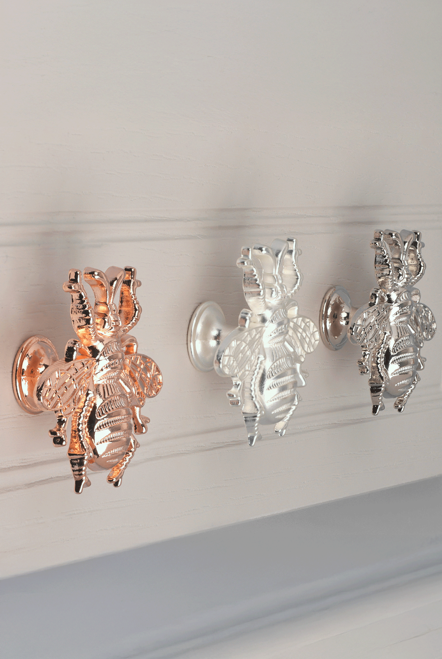 Rose Gold Queen Bee Handle And Silver Honeybee Knob - G Decor