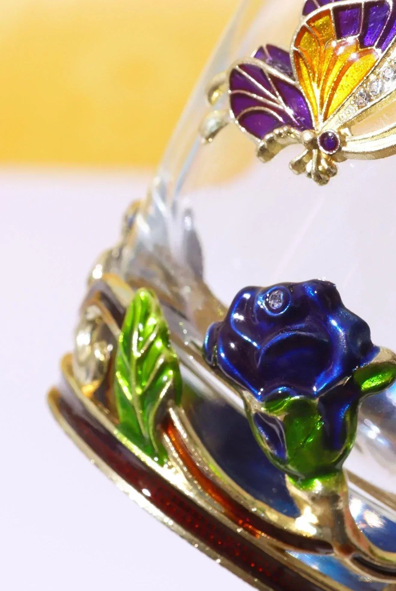 Royal Blue Handcrafted Rose Gift Set Glass Mug with Spoon & Coaster in Elegant Gift Box - G Decor