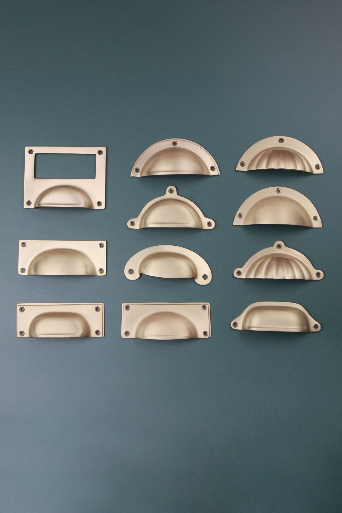 Satin Brass Cup Pull Collection solid brass hardware