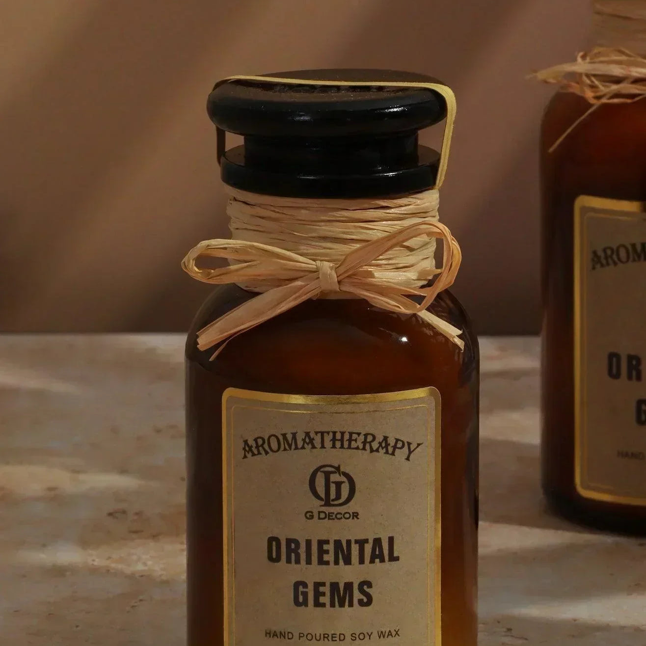 Scented Hand-pounded Soy Wax Oriental Gems Elixir Jar Candle,Musky Woody Amber Apothecary Jar - G Decor