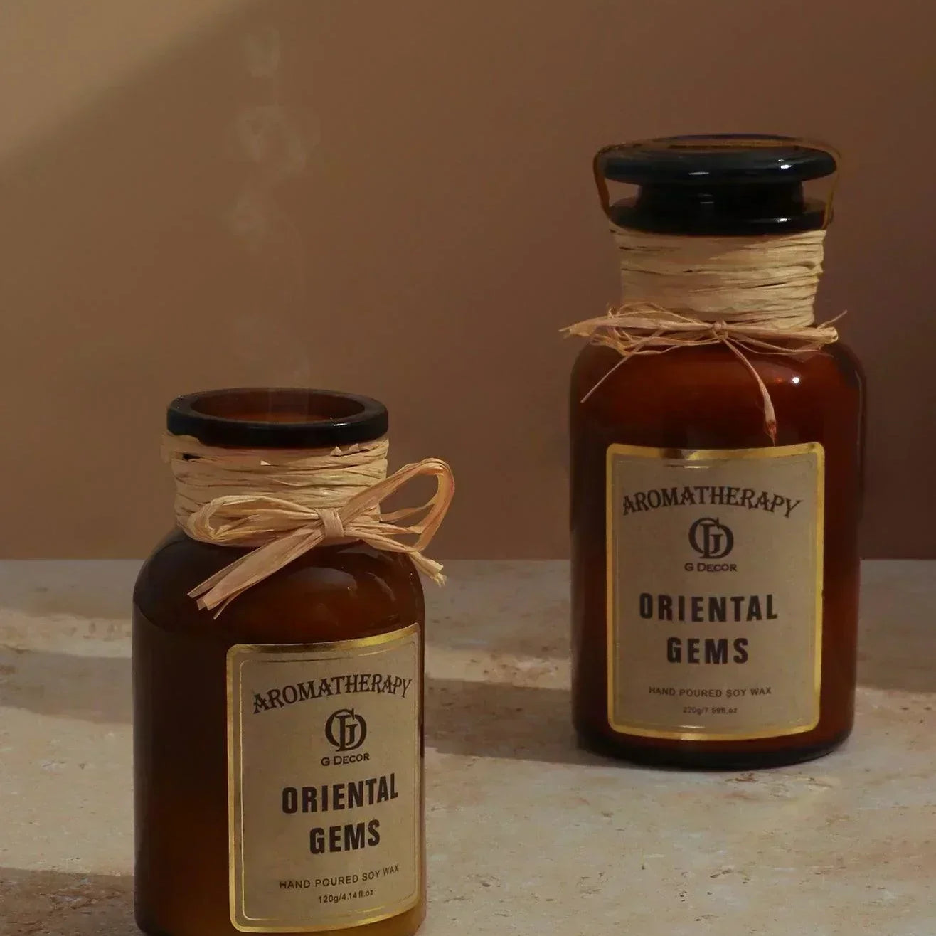 Scented Hand-pounded Soy Wax Oriental Gems Elixir Jar Candle,Musky Woody Amber Apothecary Jar - G Decor