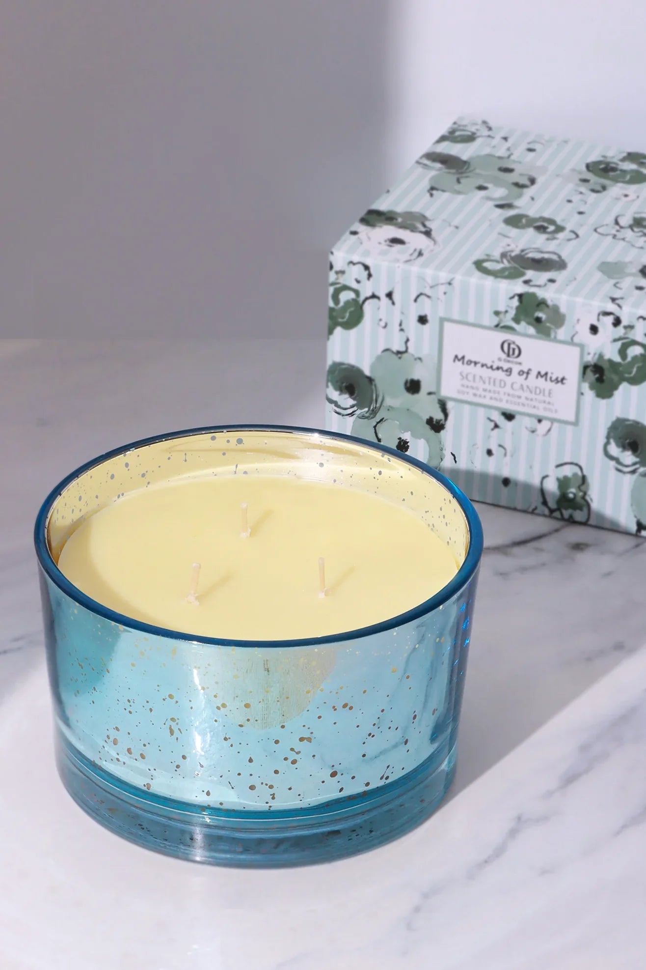 Scented Nova Electroplate Blue Cotton Soy, Perfect for Meditation, Jar Candle - G Decor