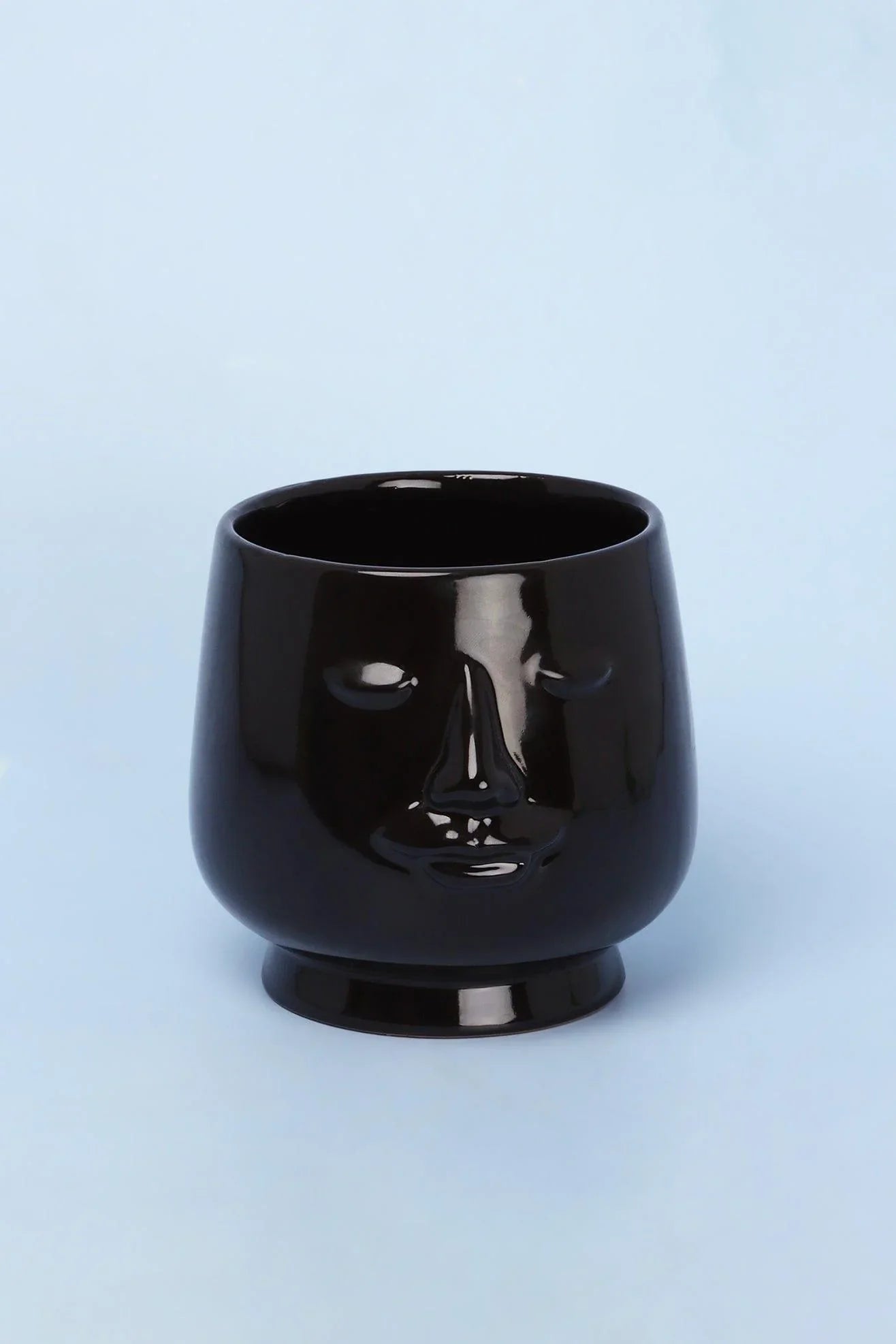 Sculptural Human Face Ceramic Planter and Vase — close-up view, G Decor