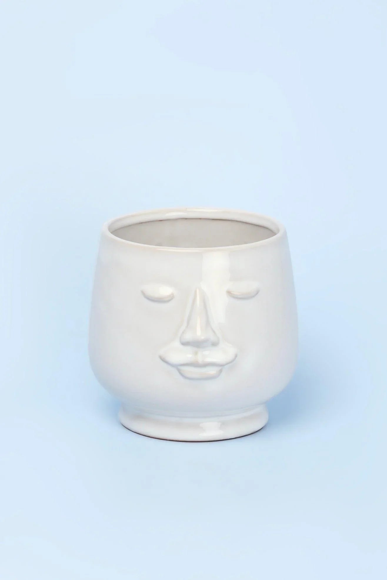 Sculptural Human Face Ceramic Planter and Vase — alternate view, G Decor