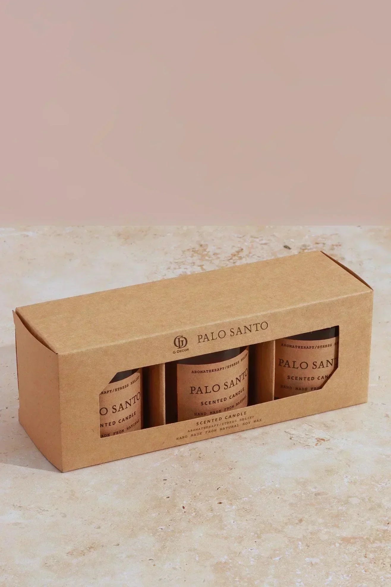 serene-rituals-handmade-set-of-3-palo-santo-scented-candles-gift-set-with-essential-oils-in-amber-glass-jars-g-decor-78752 - G Decor