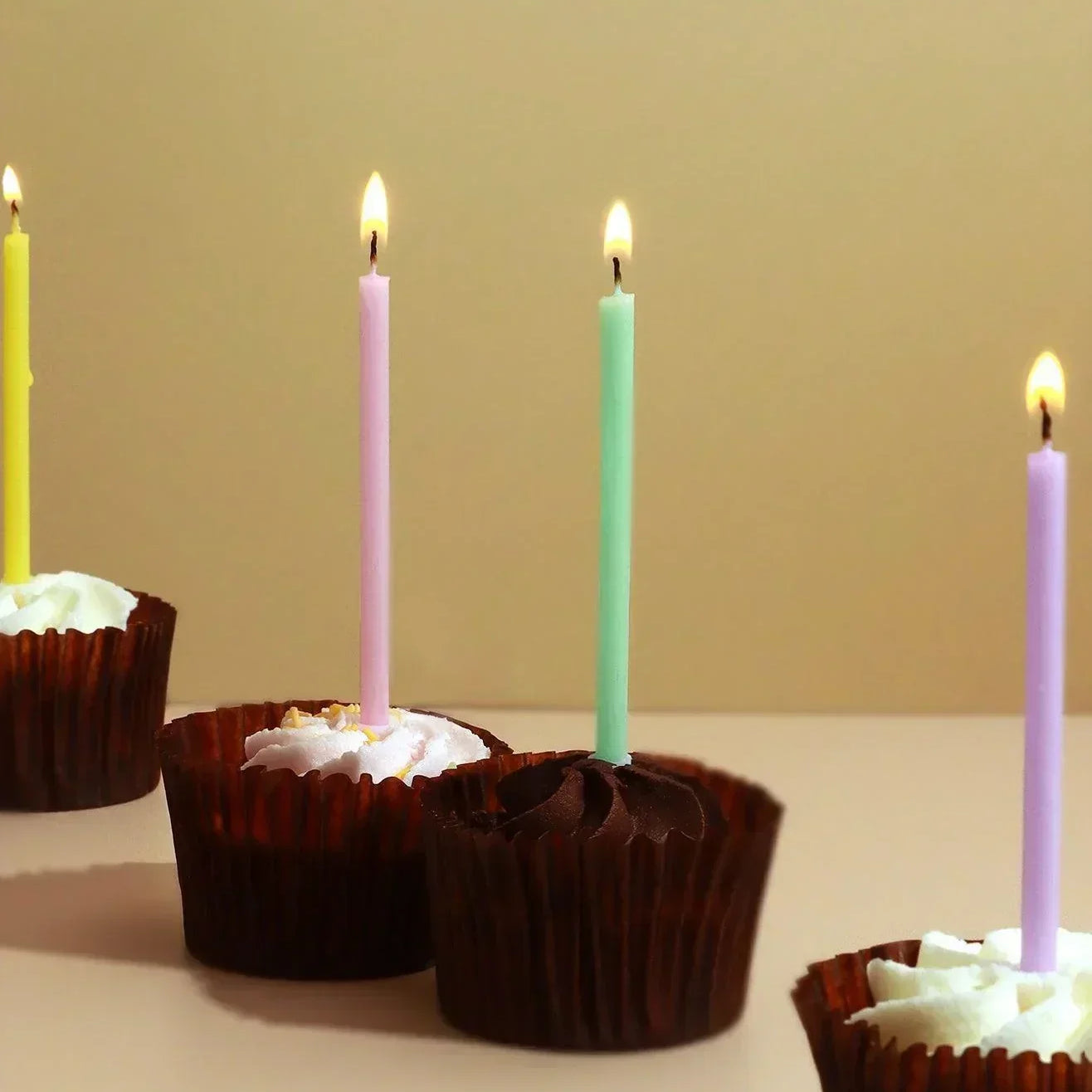 Set of 12 Pastel Skinny Candles for Cake Decoration - G Decor