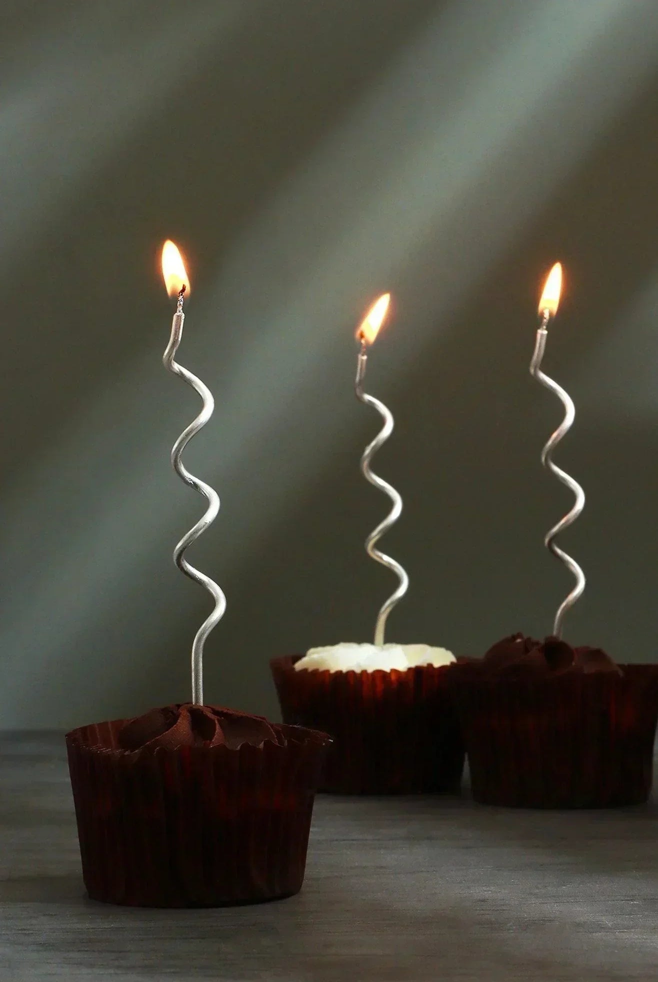 Set of 12 Silver Swirls Cake Candles - G Decor
