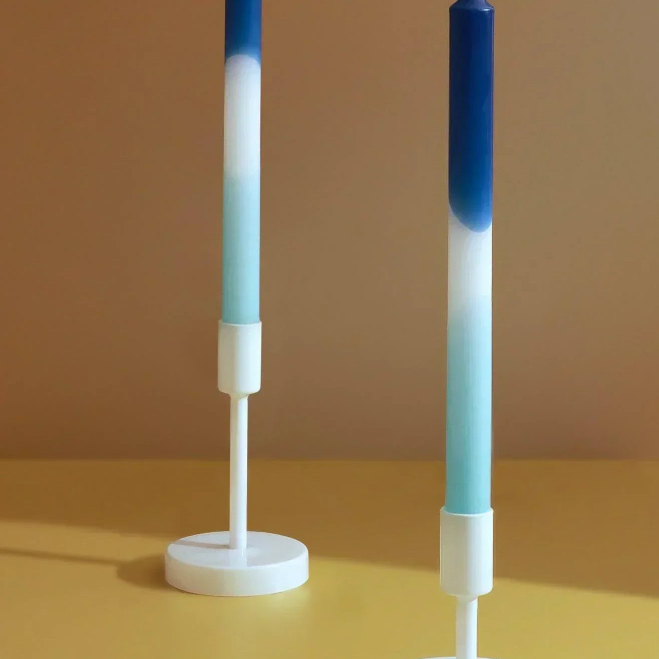 Set of 2 Blue/White/Turquoise Dinner Candles - G Decor