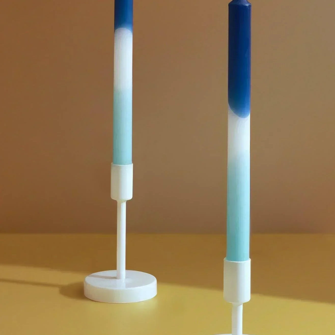 Set of 2 Blue/White/Turquoise Dinner Candles - G Decor