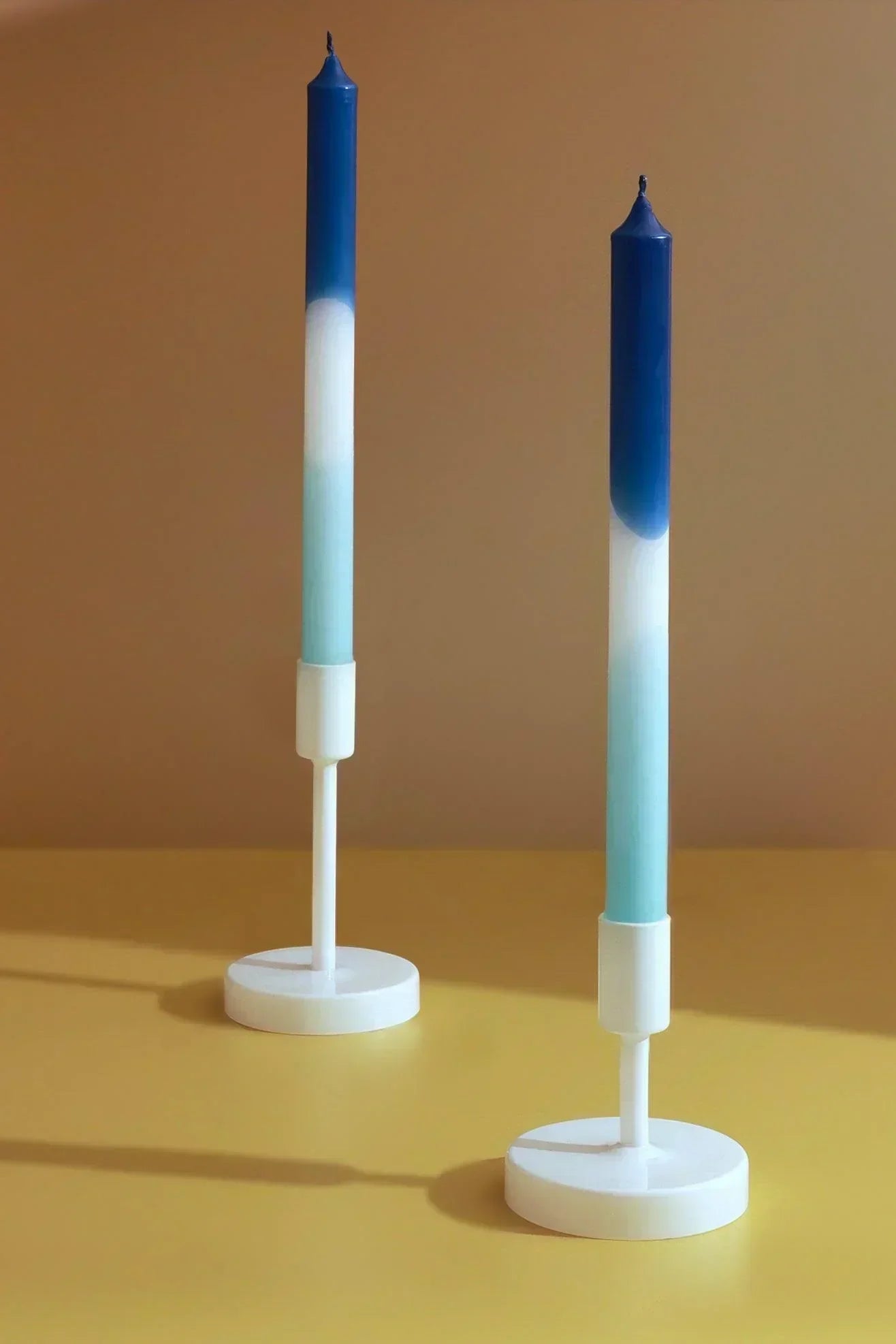 Set of 2 Blue/White/Turquoise Dinner Candles - G Decor