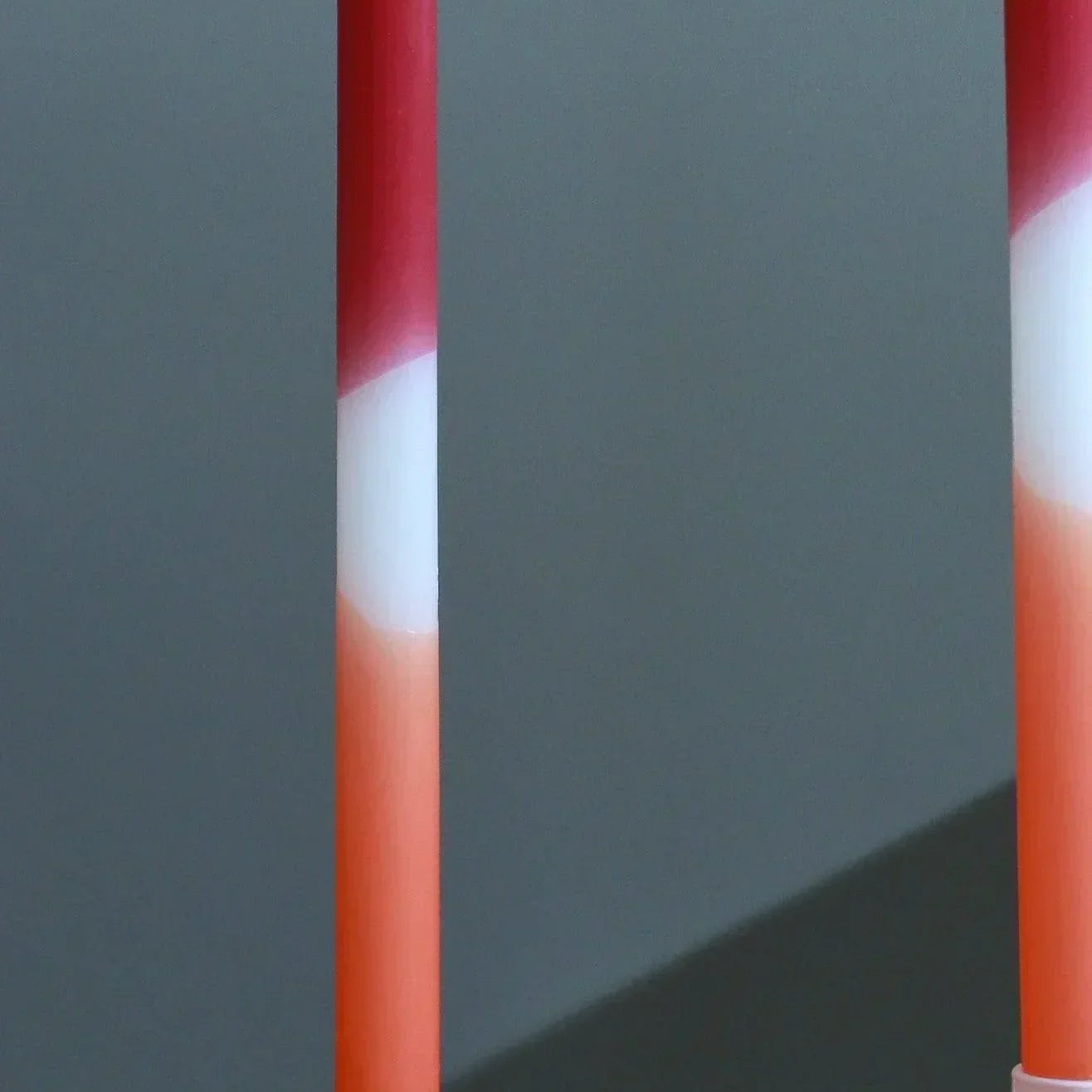 Set of 2 Crimson/White/Orange Dinner Candles - G Decor