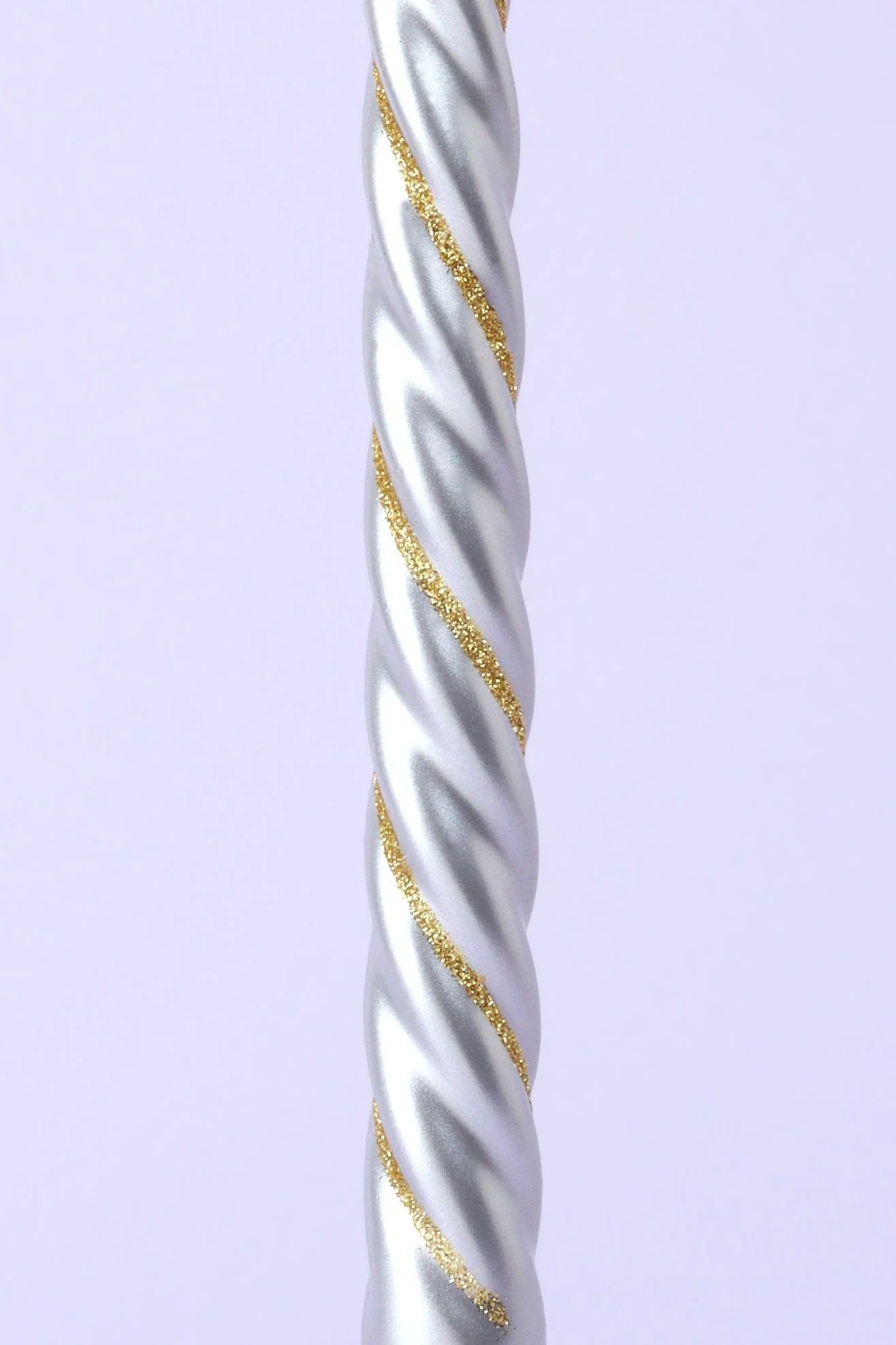 Maison Dorée Pair of Silver and Gold Spiral Glitter Taper Candles — alternate view, G Decor