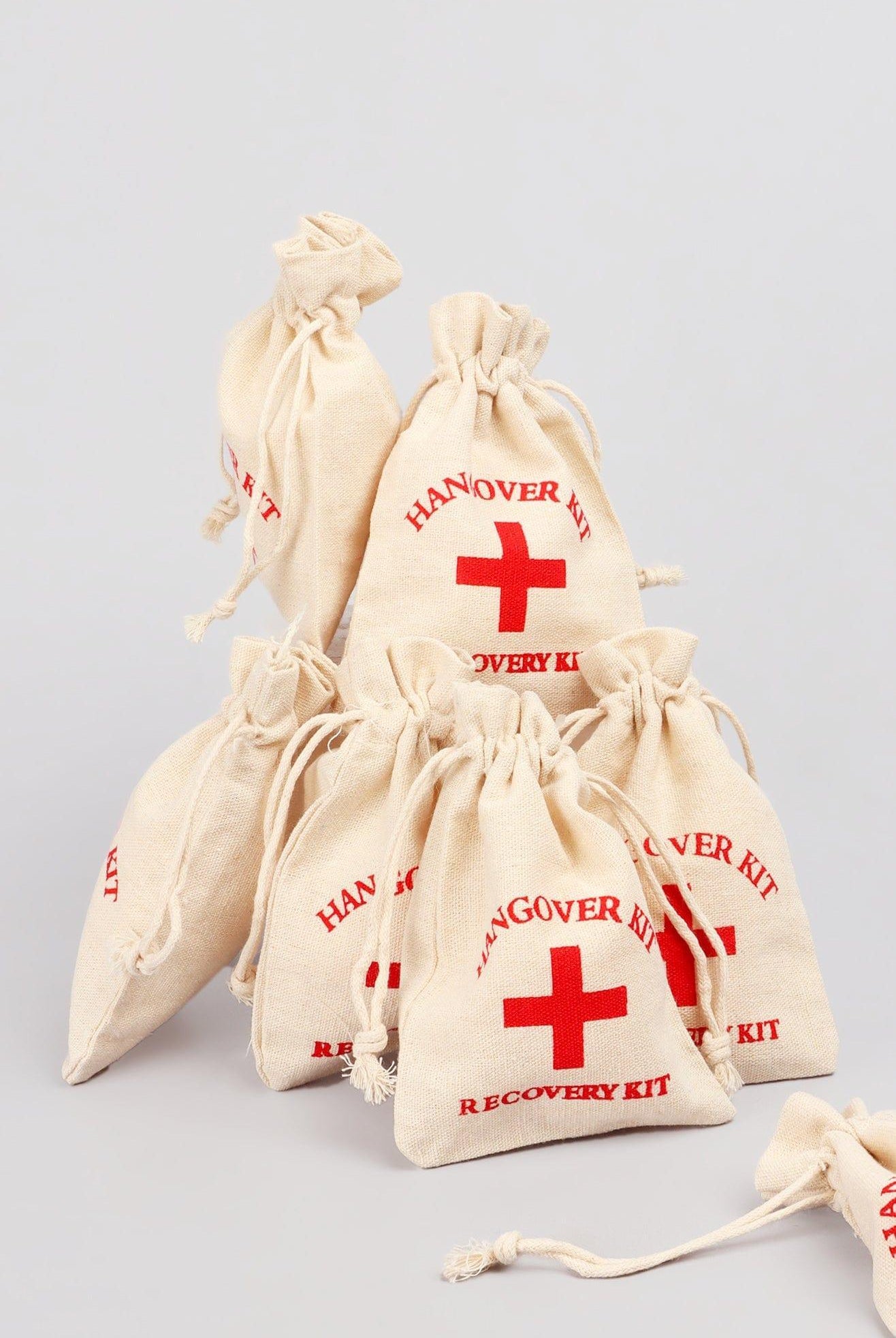 Set of 2 Hessian Bags Hangover Recovery Kit - G Decor