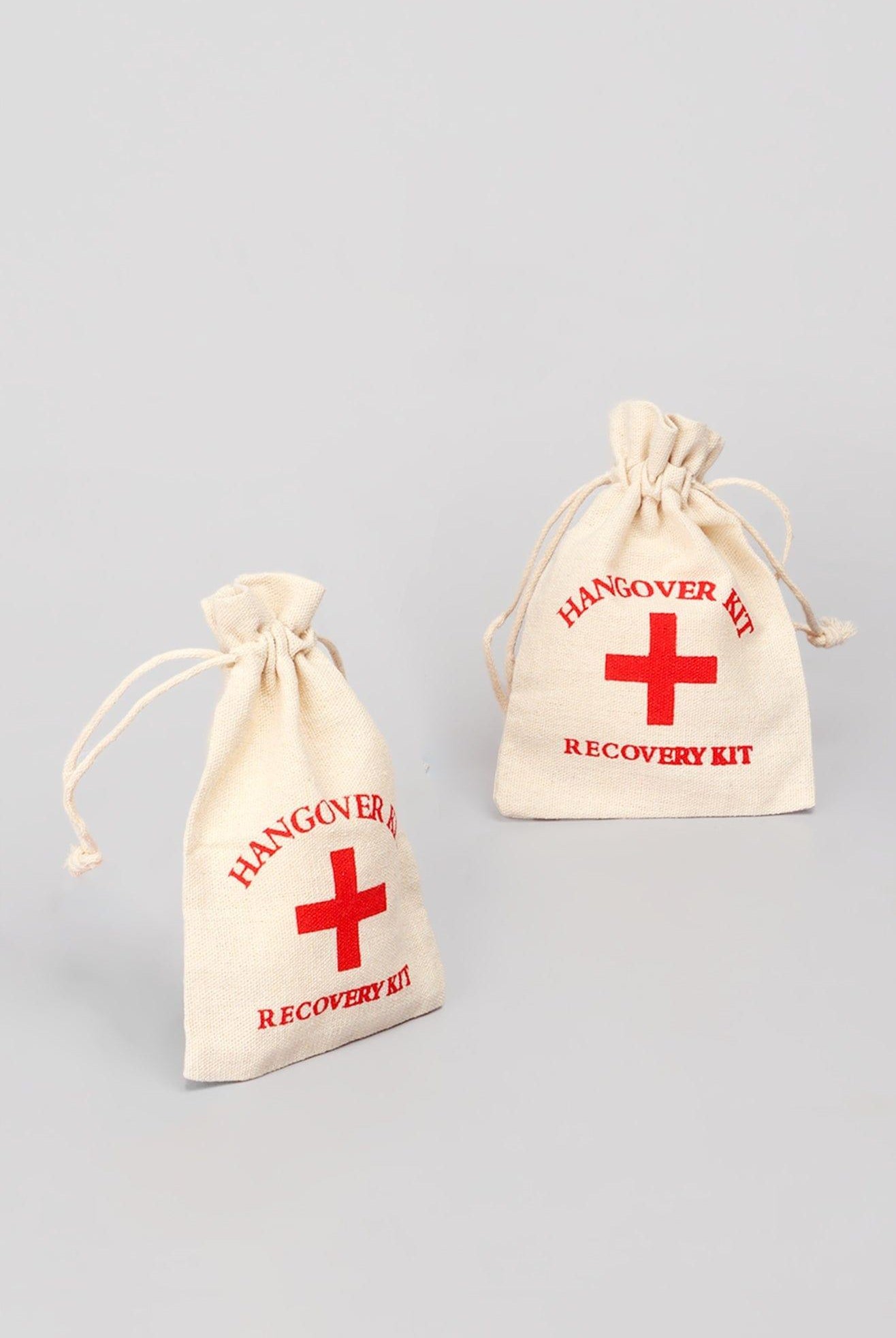 Set of 2 Hessian Bags Hangover Recovery Kit - G Decor
