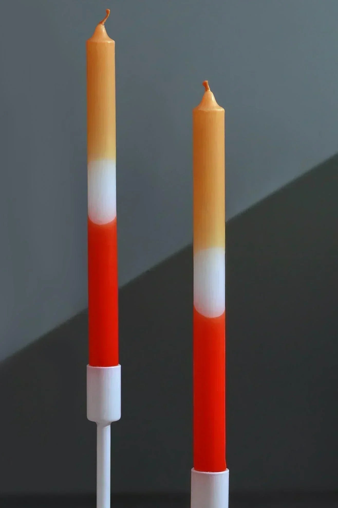 set-of-2-orangewhitevermilion-dinner-candles-g-decor-52272 - G Decor
