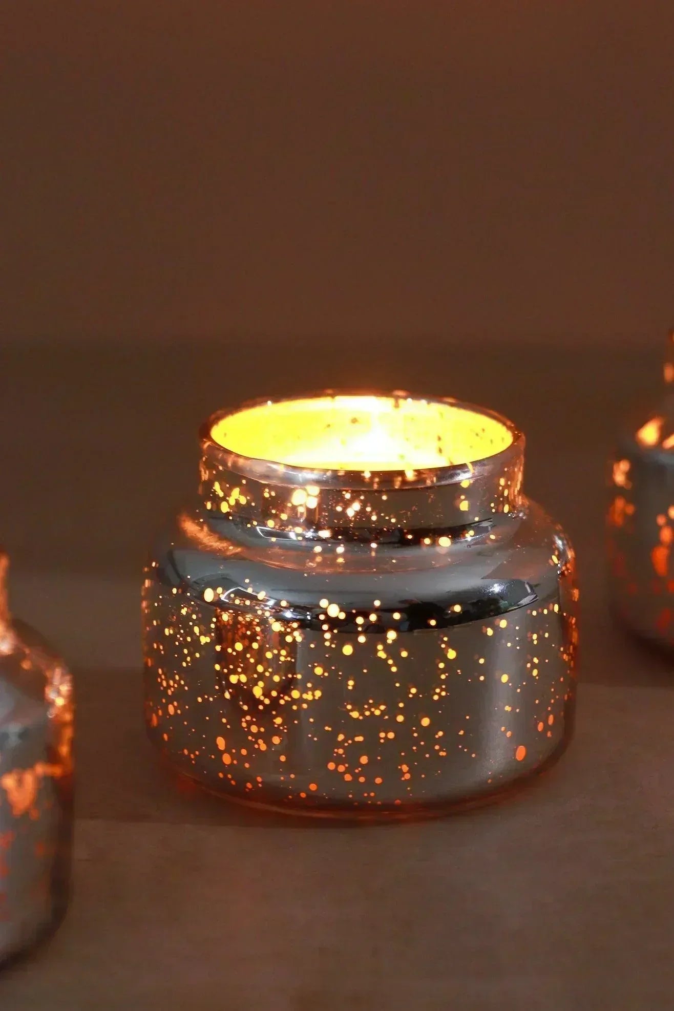 Aurielle Linen Soy Wax Jar Candles Set of 3 in Silver — alternate view, G Decor