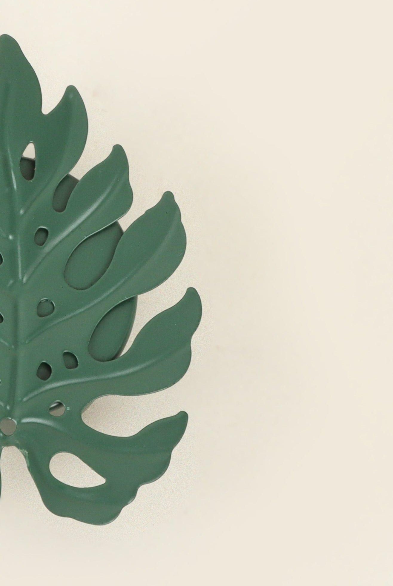 Set of 3 Green Palm Leaf Tea Light Holders - G Decor