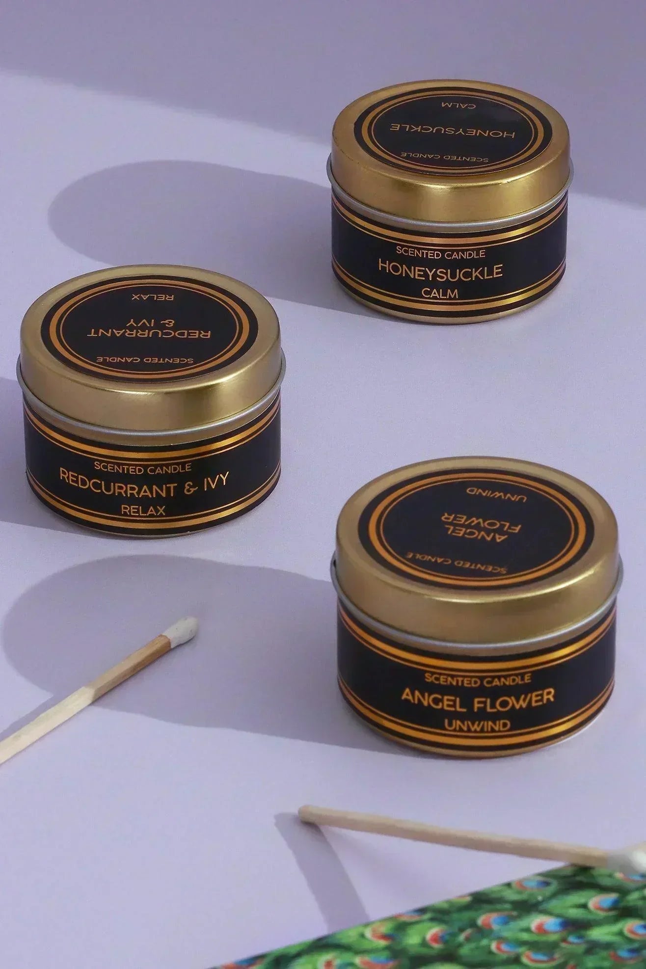 set-of-3-scented-black-tin-candles-angel-flower-honeysuckle-and-redcurrant-ivy-relax-unwind-and-calm-collection-g-decor-48673 - G Decor