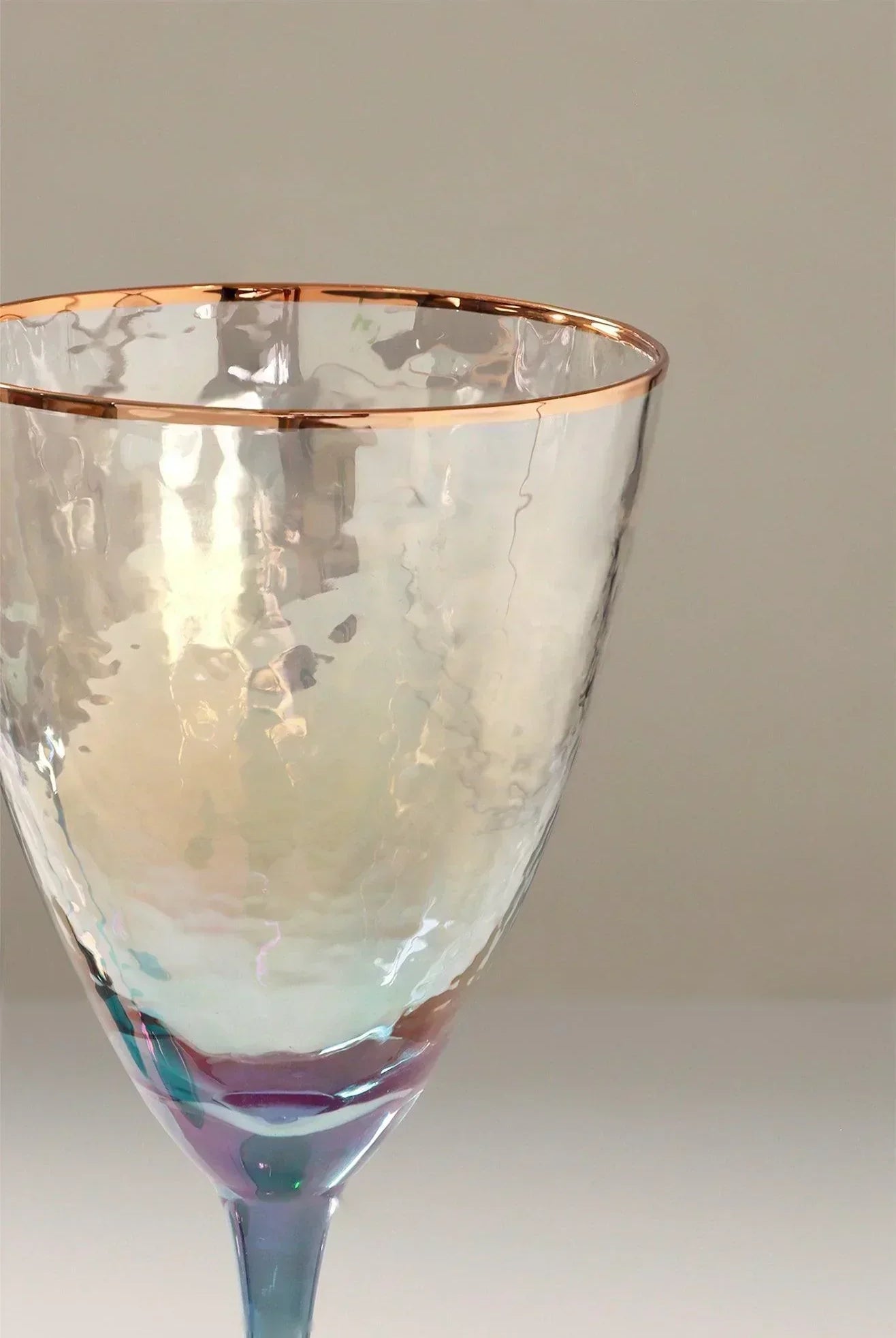 Set of 4 Handmade Iridescent Grey Hammered Wine Glasses - G Decor