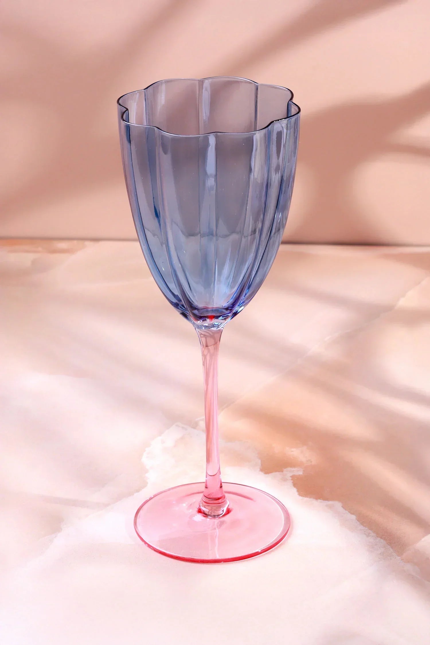 Laurent Tall Stem Fluted Wine Glasses Set of 4 — close-up view, G Decor