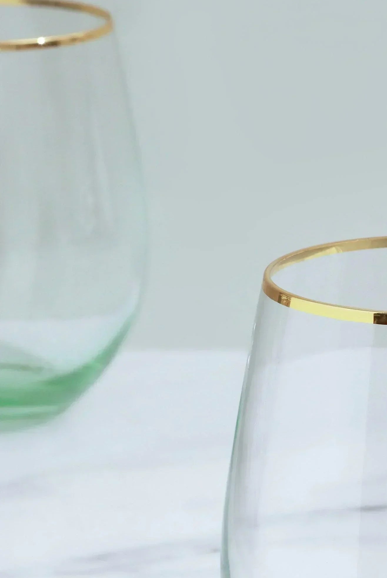 Set of 4 Radiance Ombre Gold-Rim Tumbler Drinking Glasses Emerald Oasis - G Decor