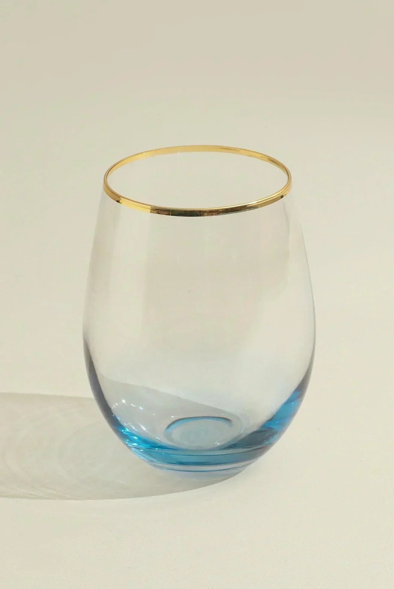 Set of 4 Radiance Ombre Gold-Rim Tumbler Drinking Glasses Sapphire Lagoon - G Decor