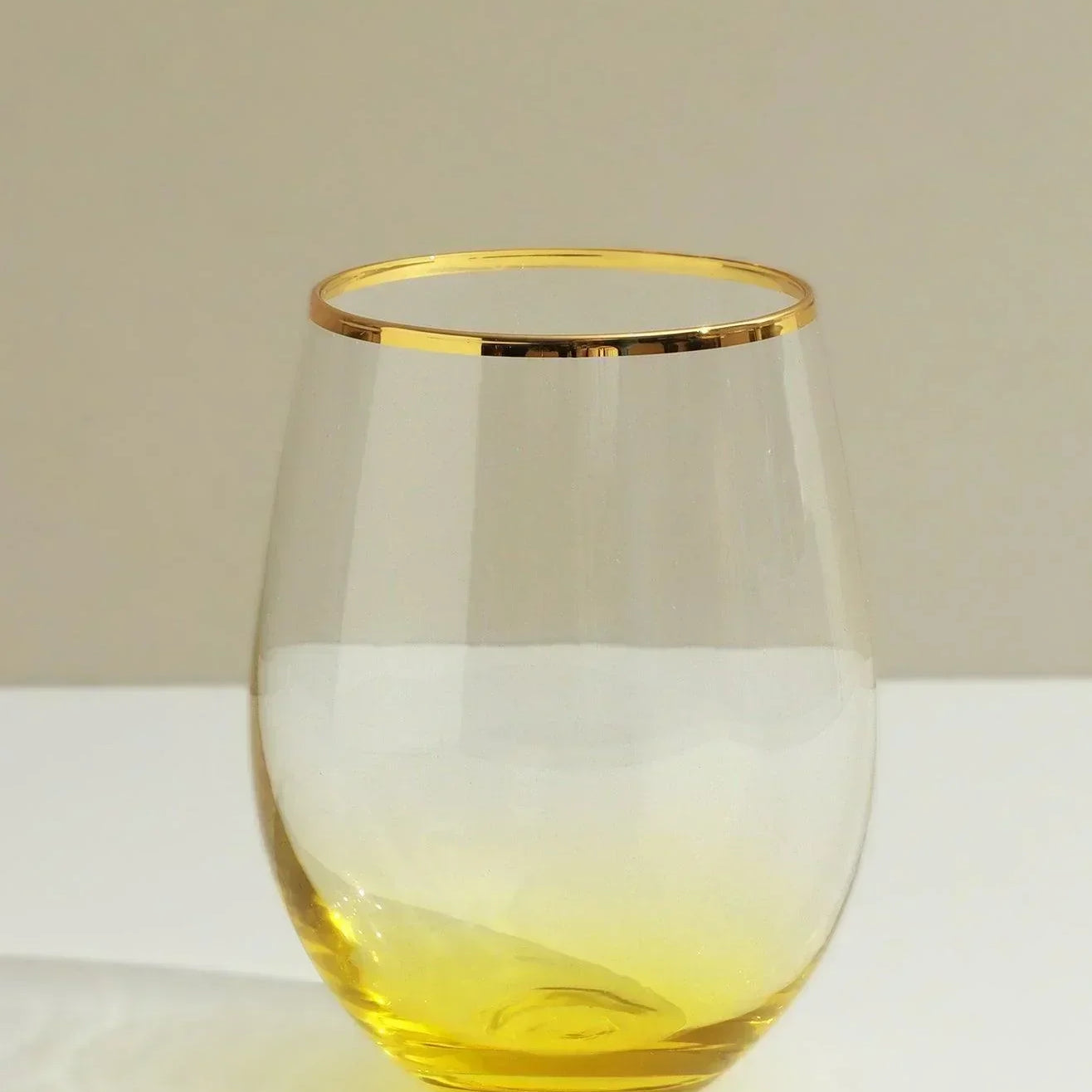 Set of 4 Radiance Ombre Gold-Rim Tumbler Glasses Golden Sunrise - G Decor