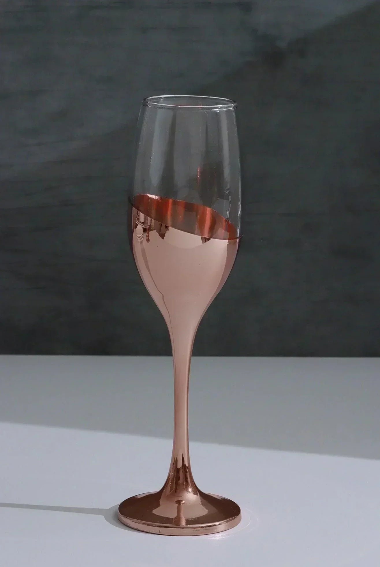 Set of 4 Sephora Rose Gold Champagne Glasses Elegant Metallic Finish - G Decor