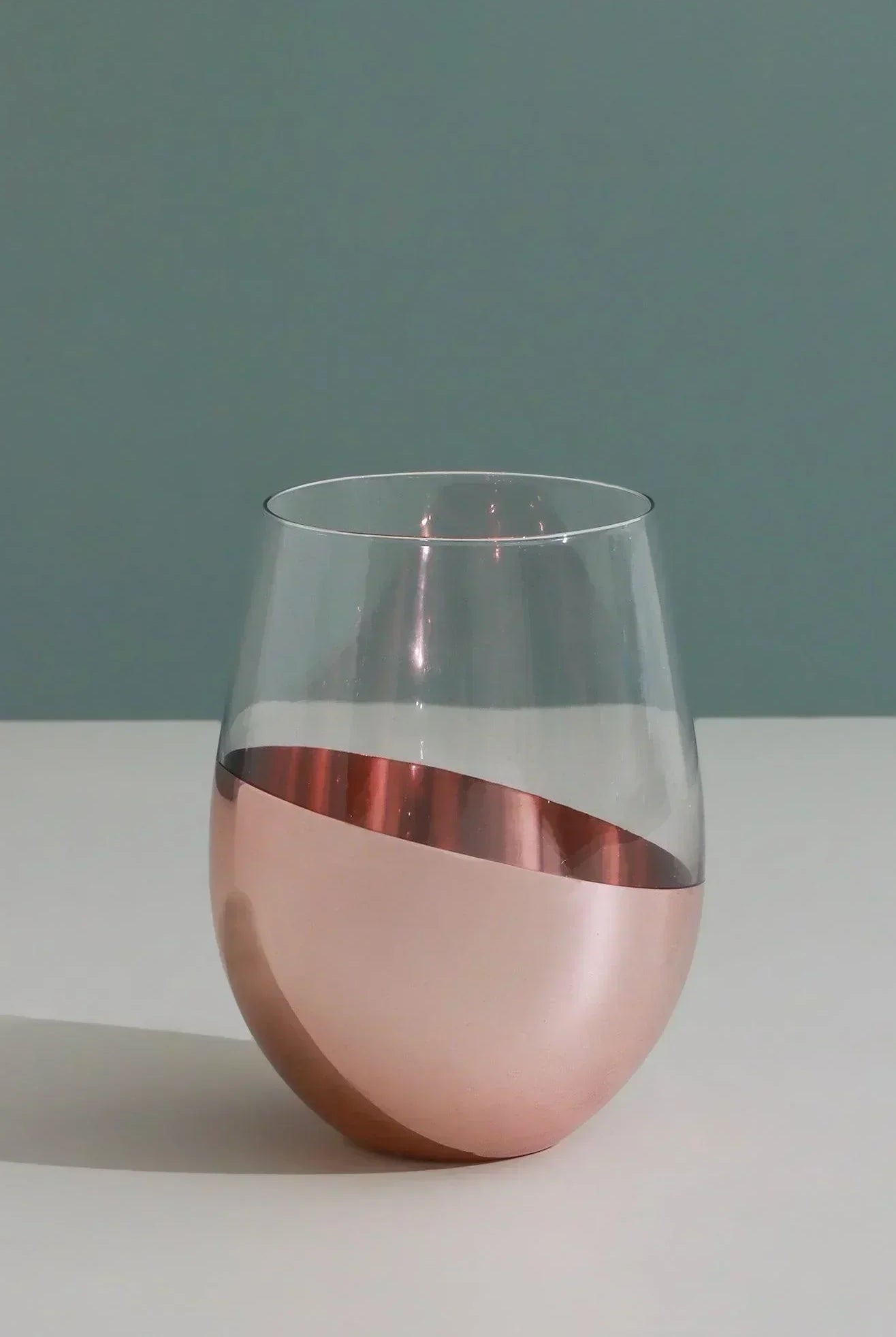 Set of 4 Sephora Two-Tone Rose Gold Tumbler Glasses Elegant Metallic Finish - G Decor